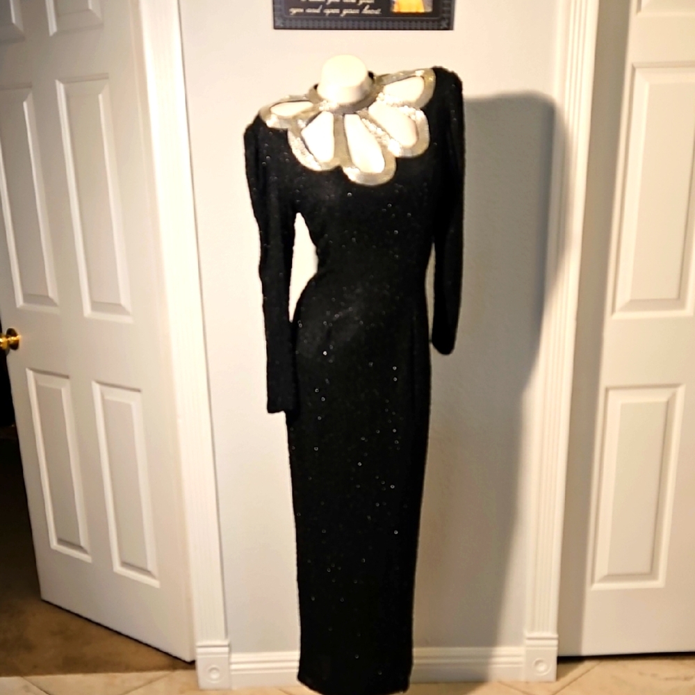 Night Vogue Black Sequin Dress